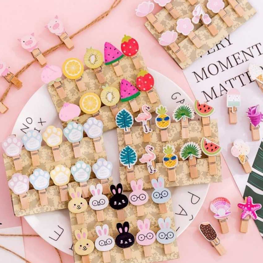10 PCS Cute Mini Wooden Clip Cartoon Design | Shopee Malaysia
