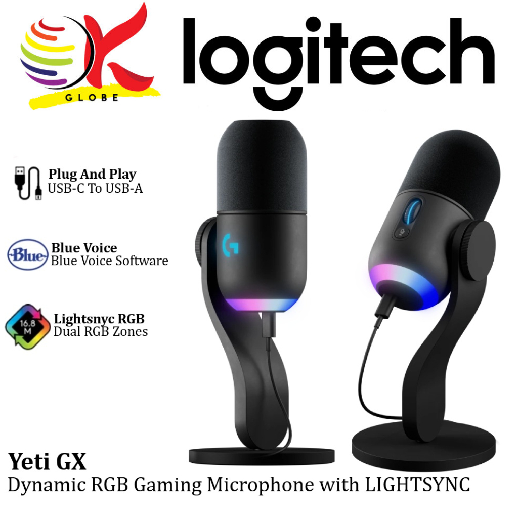 LOGITECH YETI GX DYNAMIC RGB GAMING MICROPHOHE SMART AUDIO LOCK ...