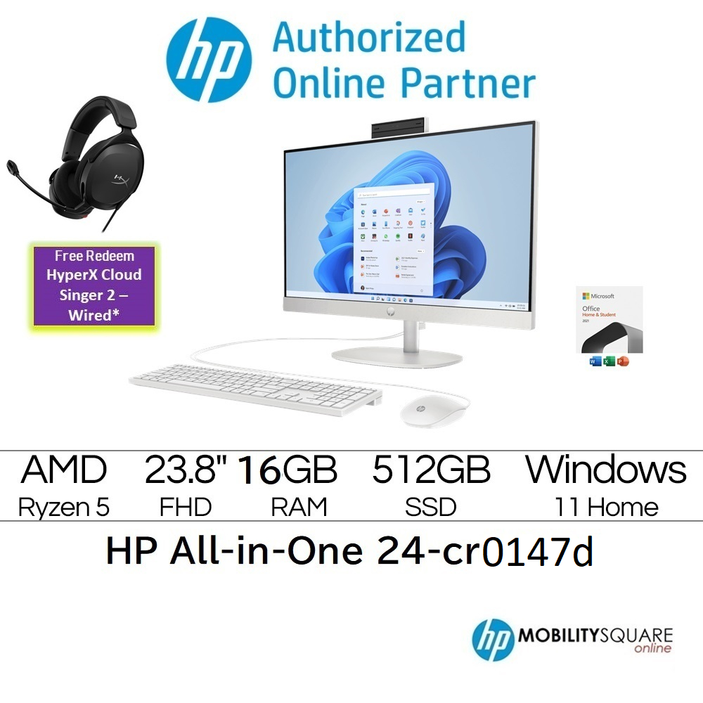 HP All-in-One 24-cr0147d PC [AMD R5 7520U/16GB/512SSD/WIN11] | Shopee ...