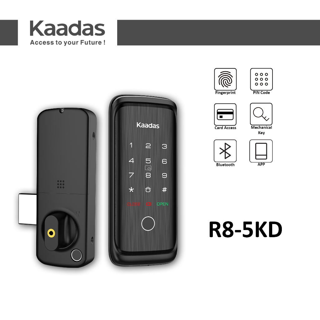 Kaadas R8 5k Smart Grill Rim Lock Dual Fingerprint Inside Outside Rfid
