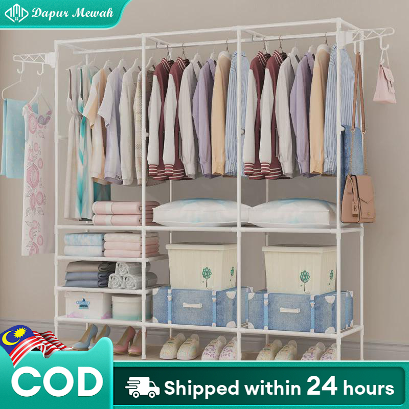 Wardrobe Coat Rack Bedroom Rak Pakaian Rak Baju Murah Pakaian Storage ...