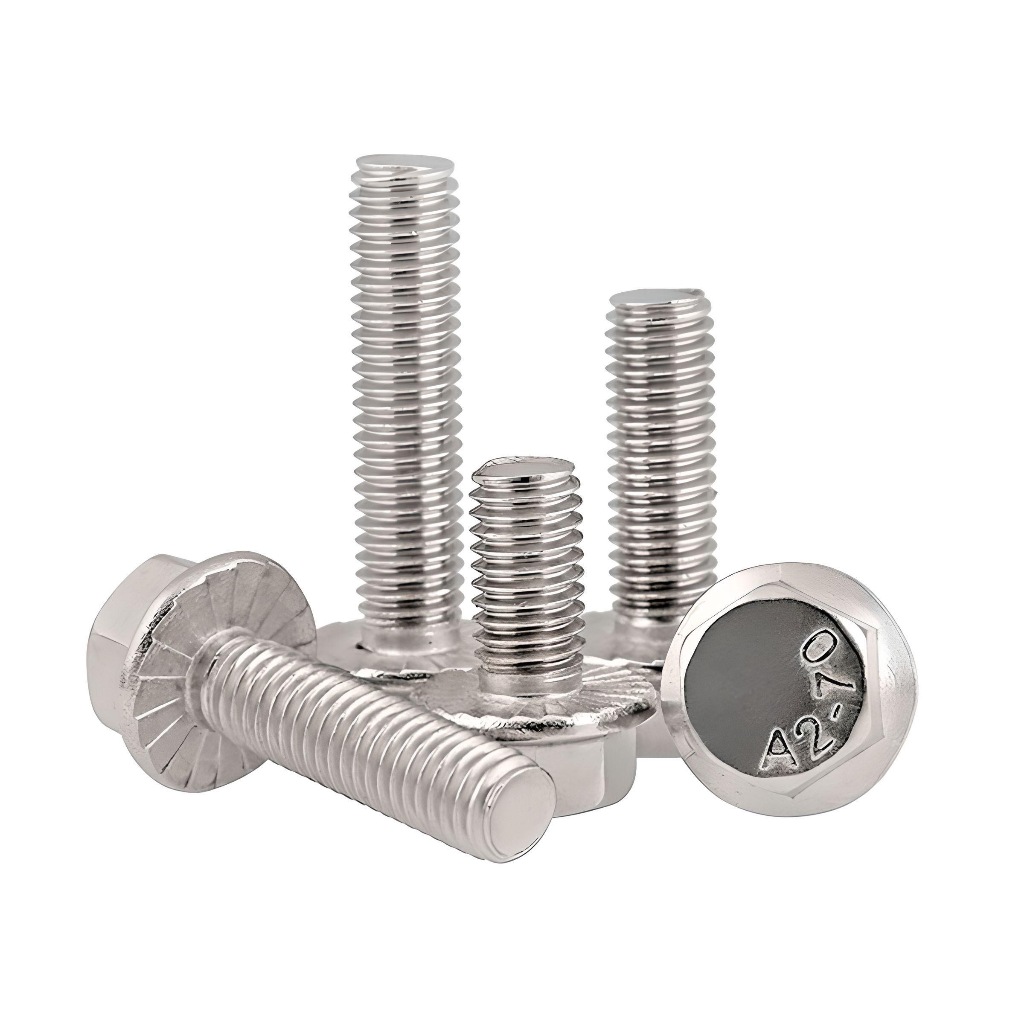 5x FAS M10 X 1.50 X 45mm Stainless Steel Hex Flange Bolts - DIN6921 A2-70 - Metric