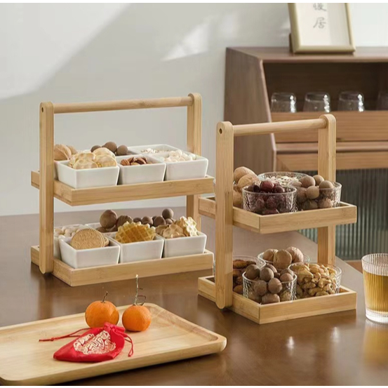 RMI Dessert Tray Double Layer Square ,Circle Display Rack with Handle ...