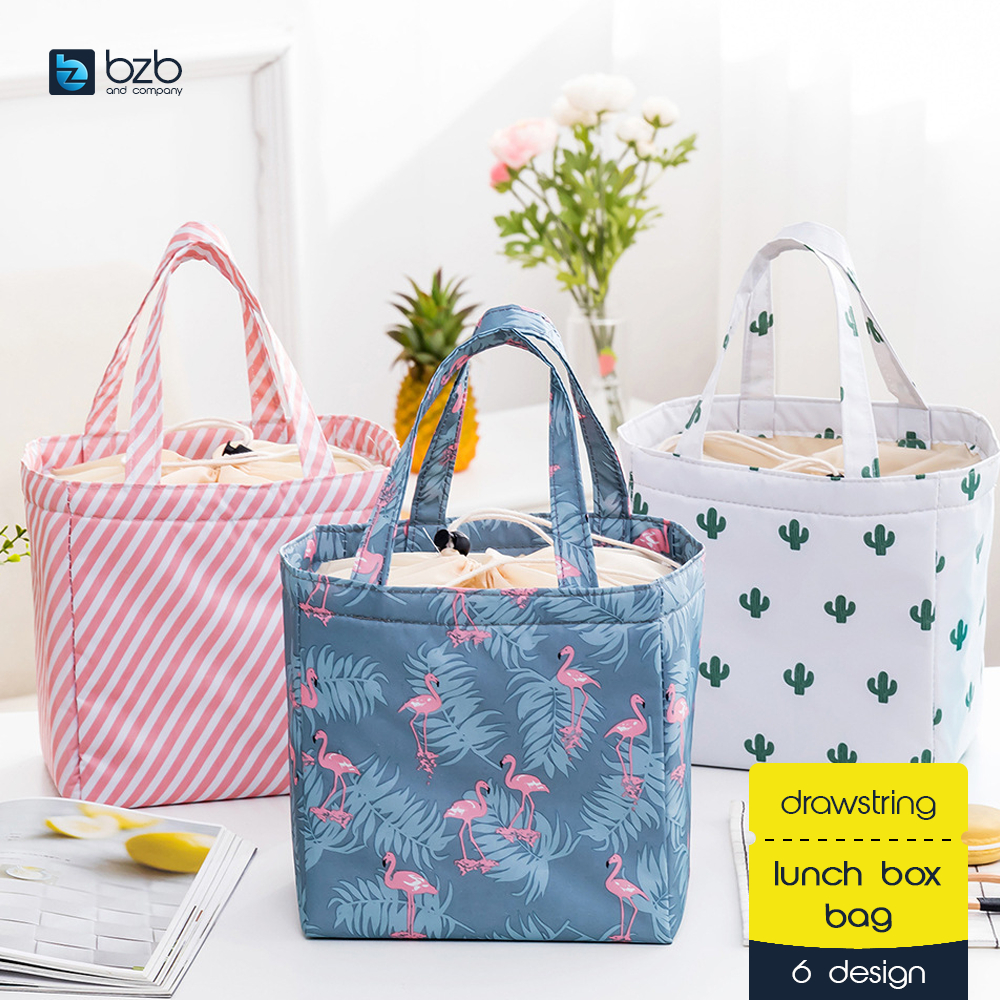 Drawstring Closure Lunch Box Bag Heat Insulated Food Container Storage ...