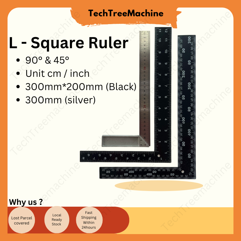 L Square Ruler 90 Degree 45 Degree 300mm x 200mm Angle Measuring Tool ...