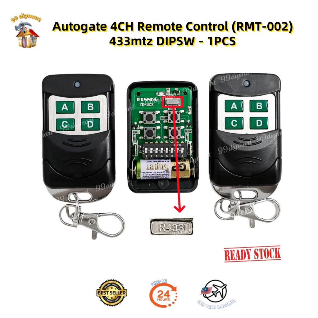 Autogate RMT-002 Alat Kawalan Jauh 433mtz DIPSW ( 1 PCS) | RMT-002 4ch ...