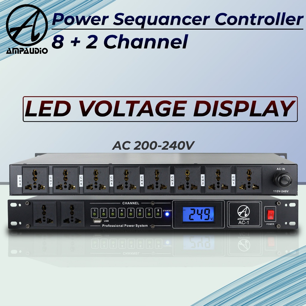 AmpAudio 8+2 Channel 30A Power Sequencer Controller Power Controller ...