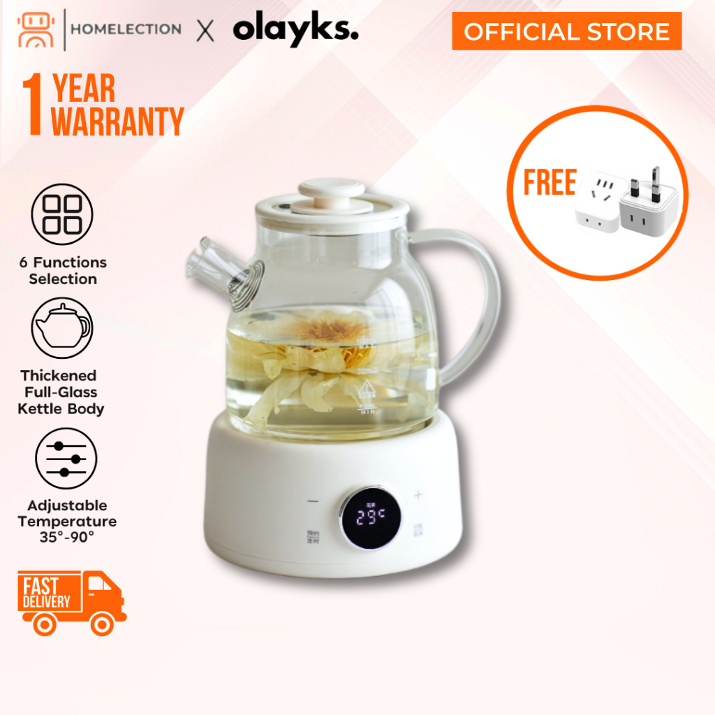 Olayks 1L Multifunction Electric Health Kettle Glass Kettle Tea Pot Tea ...