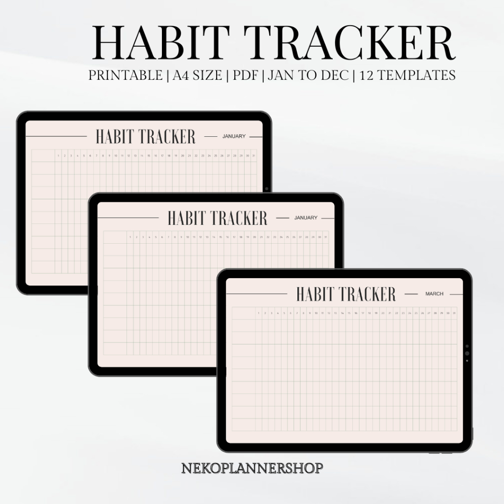 Habit Tracker Printable | 12-Month Digital Planner (A4, PDF) | Monthly ...