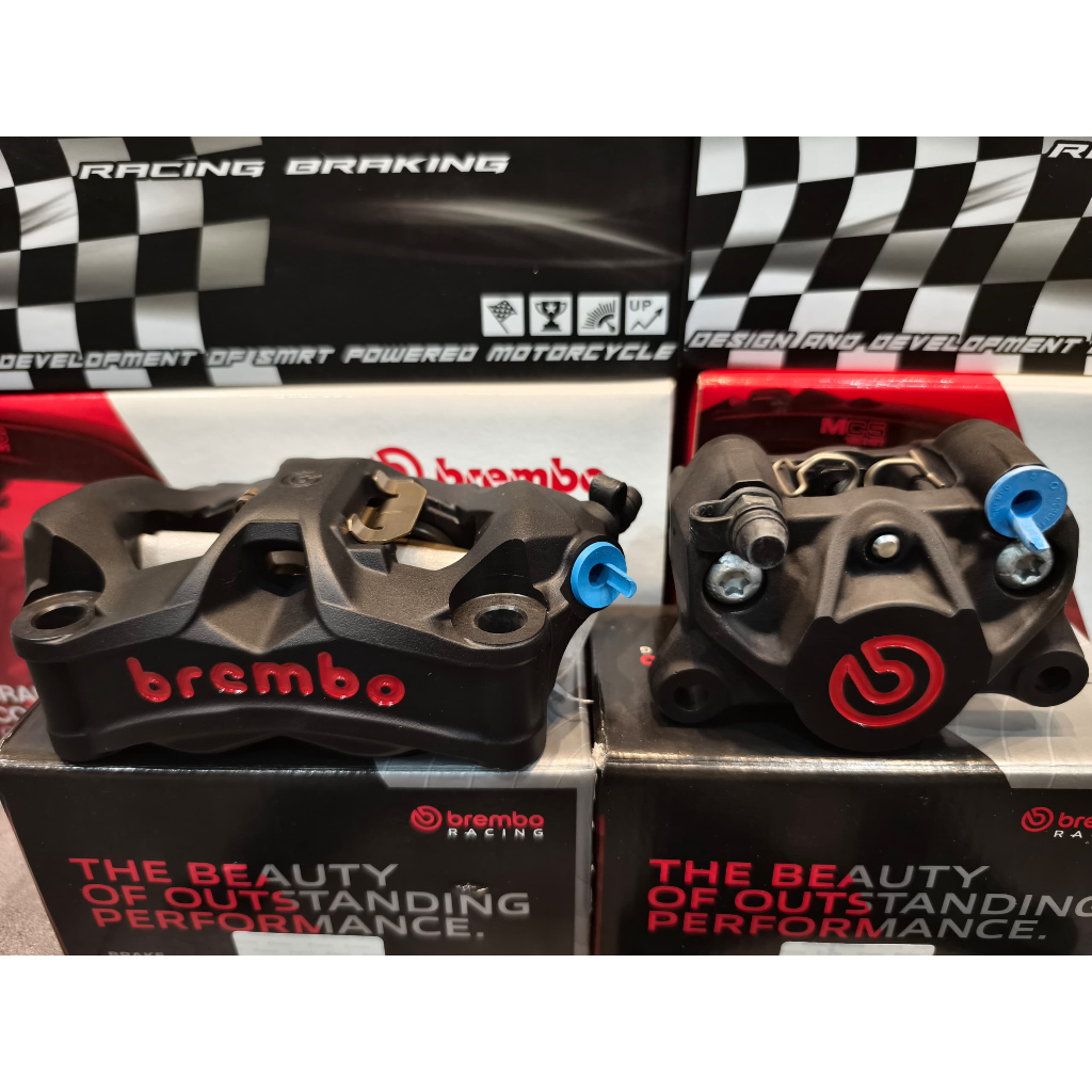BUNDLE DEAL BREMBO STYLEMA BLACK 4POT RED LOGO CALIPER FRONT P34 2POT ...