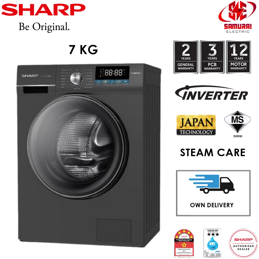 Sharp Inverter Front Load Washing Machine 7 kg ESFX7APG | Shopee Malaysia