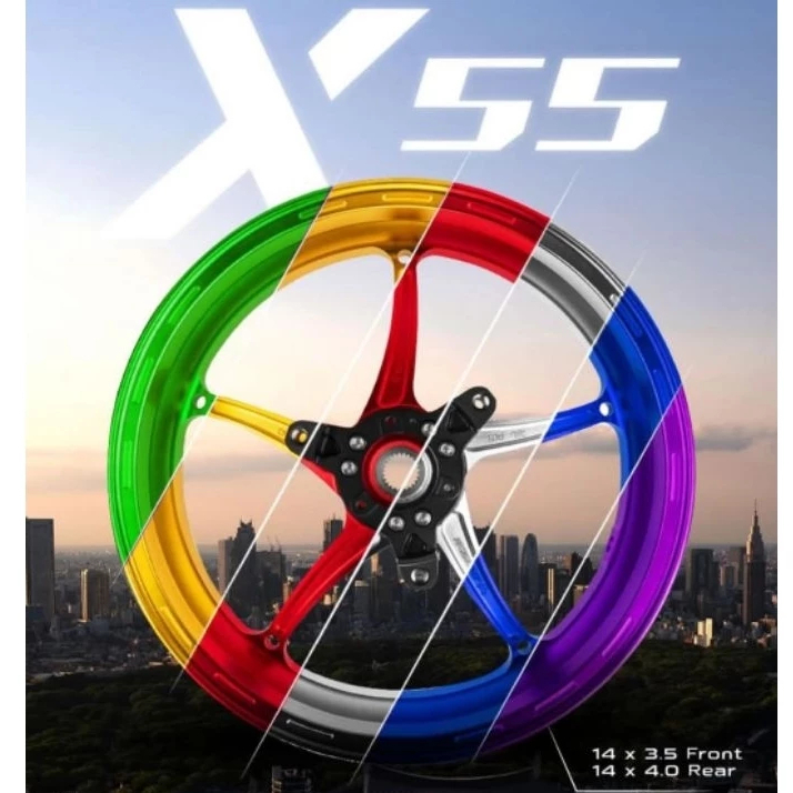 Masviral X55 CNC NMAX V1 V2 V3 14inch Racing Sport Rim Front Rear 3.5 ...