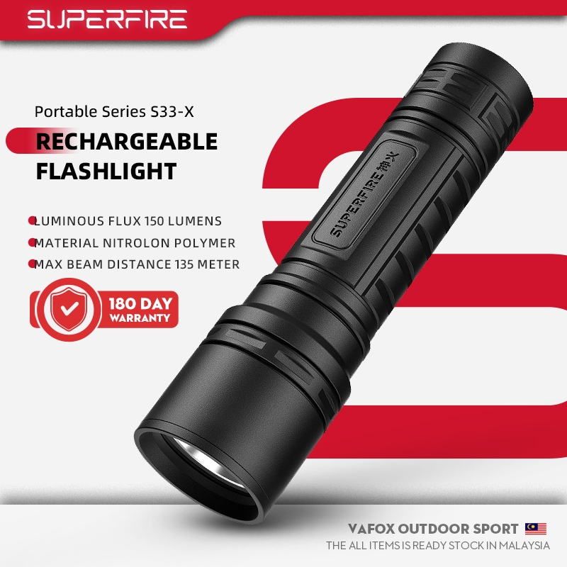 SUPERFIRE S33-X LED Rechargeable Portable Flashlight Strong Bright Mini ...