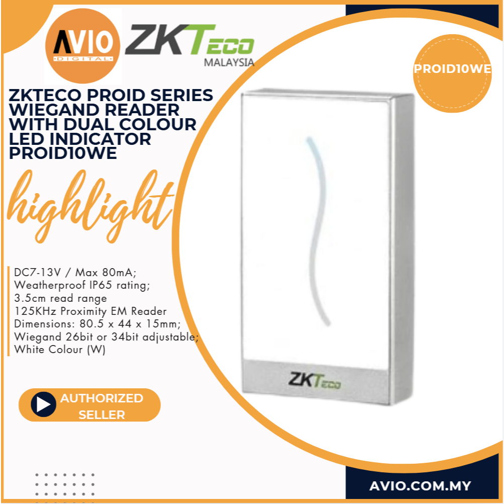 ZKTeco Outdoor Weatherproof 125KHz RFID ID Card Wiegand Door Access ...