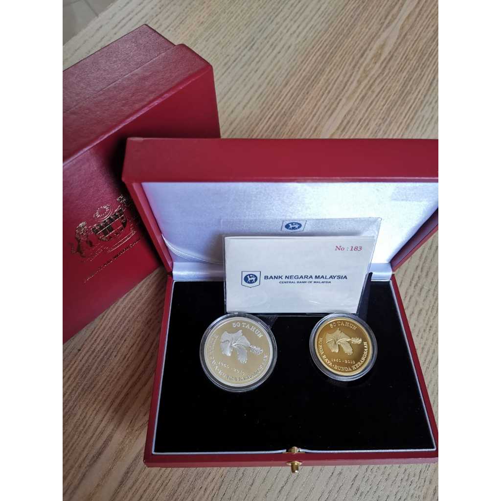 Malaysia Coin - 2010 50th Bunga Raya National Flower 1&10 Ringgit Proof ...
