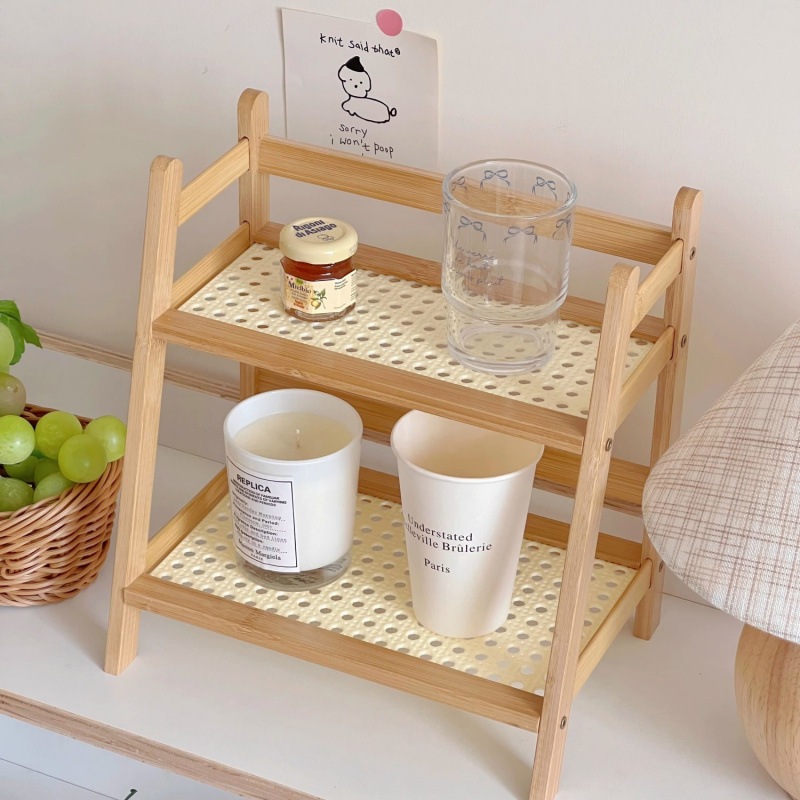 Faux Rattan Organizer 2-Tier 26cm H2O-Proof Bathroom & Kitchen Shelf ...