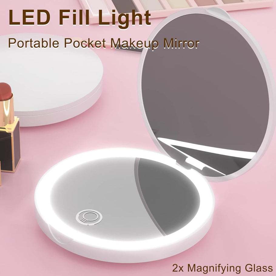 USB Rechargeable LED Travel Magnifying Mirror | 80*80*20mm (USB cable ...