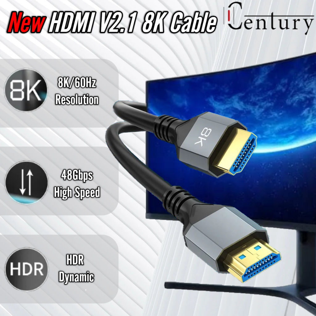 101CENTURY HDMI To HDMI Cable Display Port Cable 2.1 4K 1080P High ...