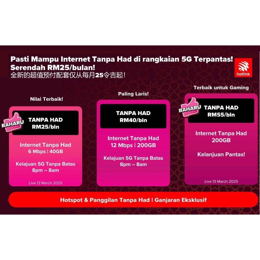 Hotlink Prepaid unlimited internet plus & high-speed internet passes # ...