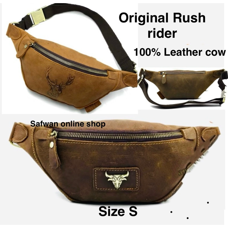 Rush Rider Original Cow Leather Waist Bag Pouch Bag Crossbody Bag Kulit ...
