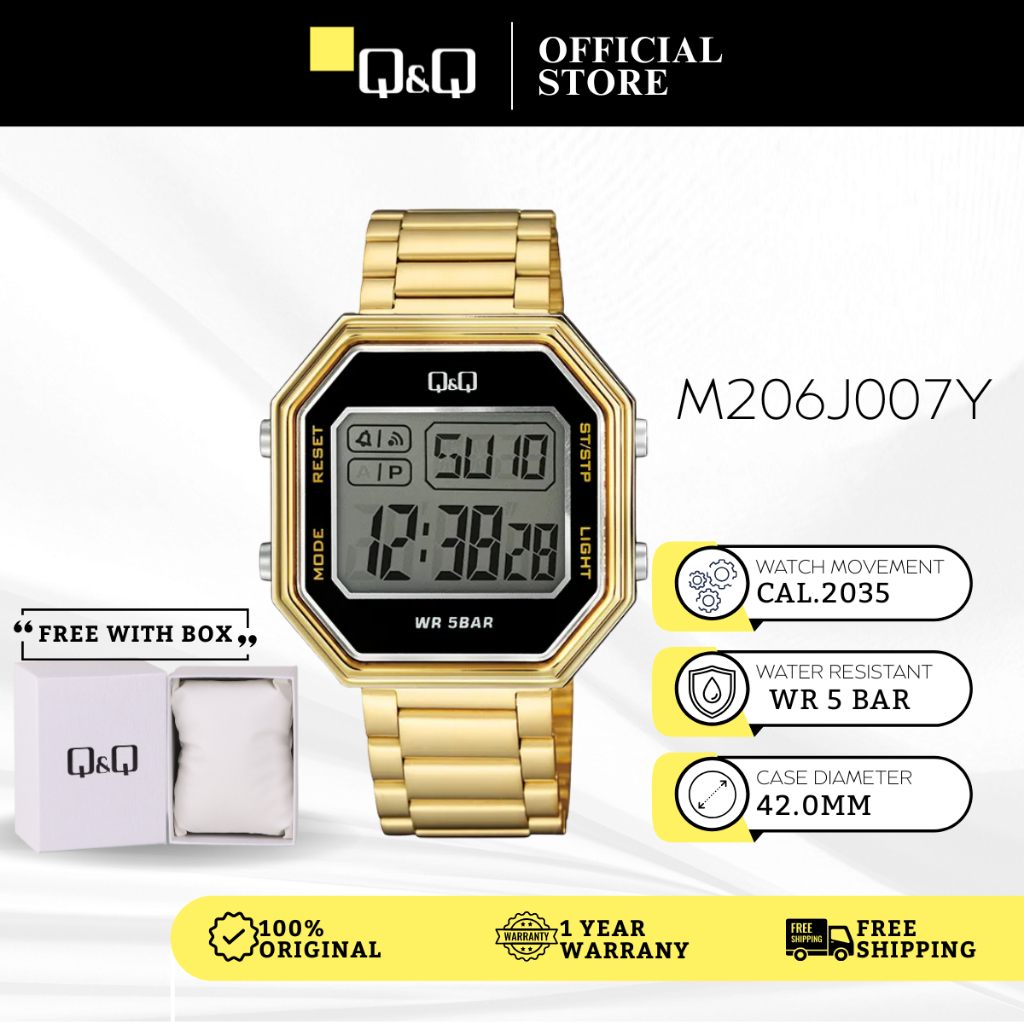 Q&Q Japan by Citizen Men's Stainless Steel Digital Watch M206 | Shopee ...