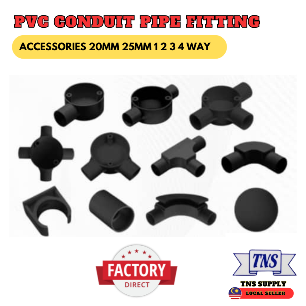 PVC Conduit Pipe Fitting (BLACK) Accessories 20mm 25mm 1 2 3 4 Way Box ...