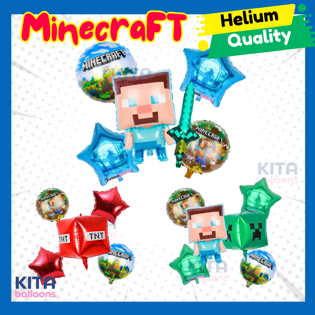 Minecraft Birthday Balloon Set Aluminium Foil Belon Decorations Kids ...