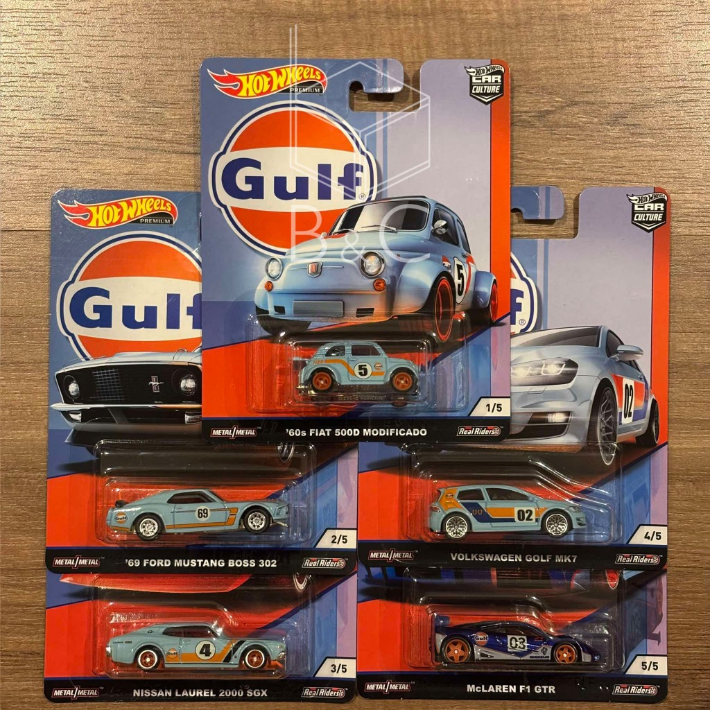 Hot Wheels Premium Car Culture Gulf Complete Set (Fiat 500 + Ford ...