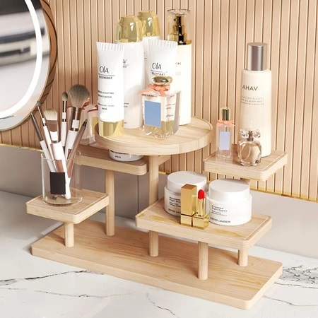 Wood Display Stand Multi Tiered Display Storage Rack Solid Wood Jewelry ...