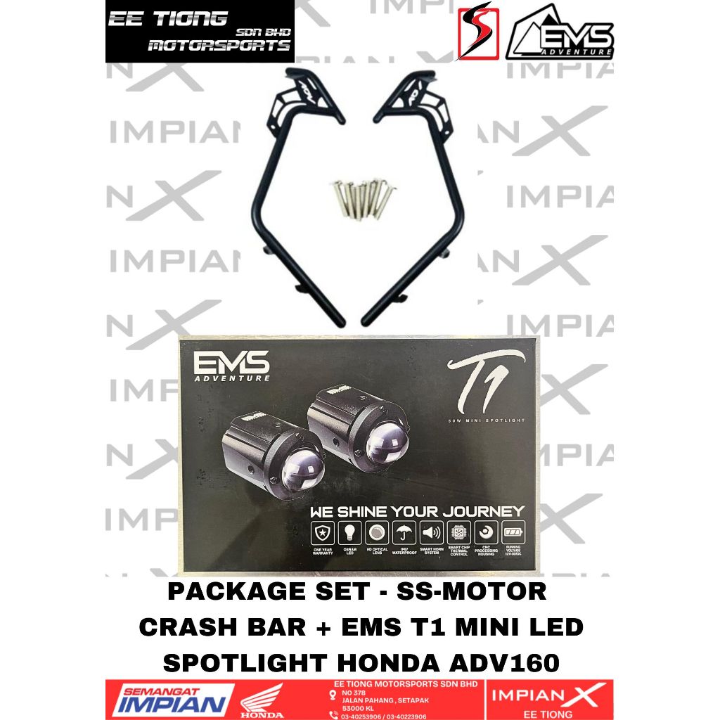 PACKAGE SET - SS-MOTOR CRASH BAR ENGINE GUARD + EMS T1 MINI LED ...