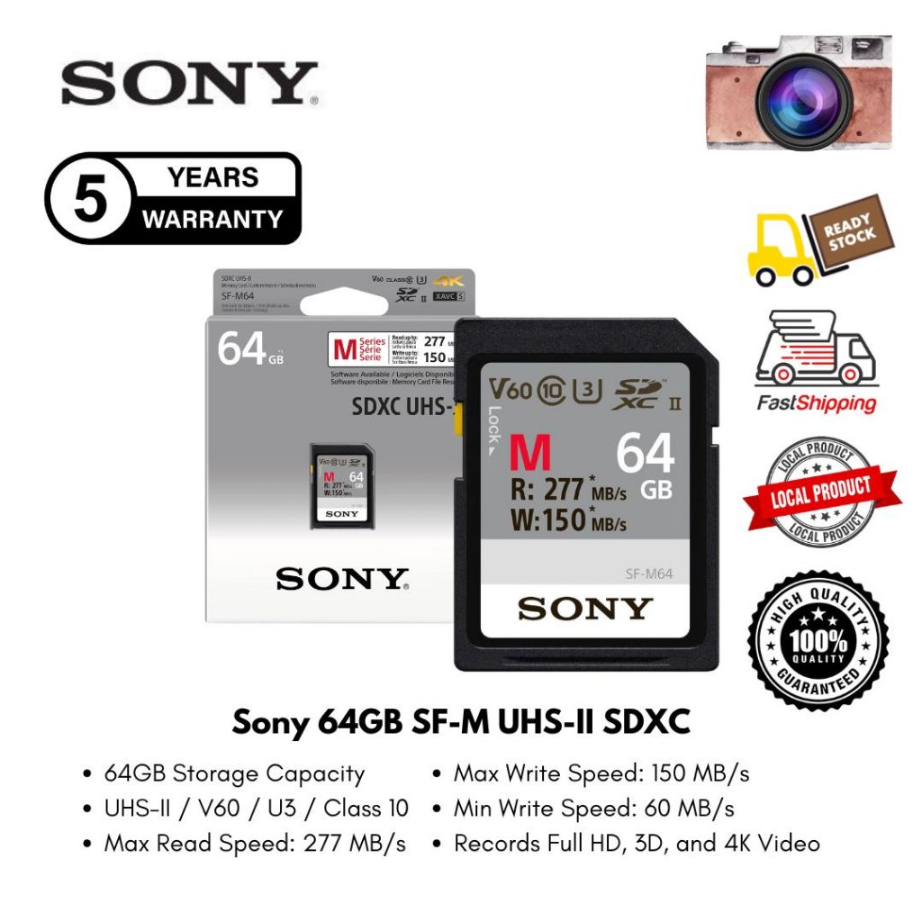 Sony 64GB SF-M UHS-II SDXC Memory Card ( 5 Year Warranty ) | Shopee ...