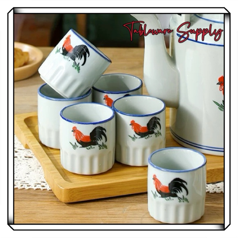 (TablewareSupply)Ceramic Rooster Chicken Tea Pot Tea Cup Coffee Cup Set ...