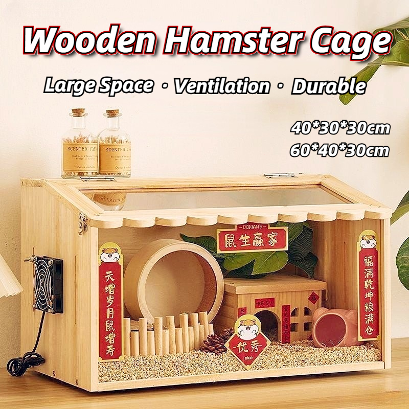 High Quality Durable Wooden Hamster Cage Diy Decoration Pet Box ... - Durable Hamster Cage Ventilation