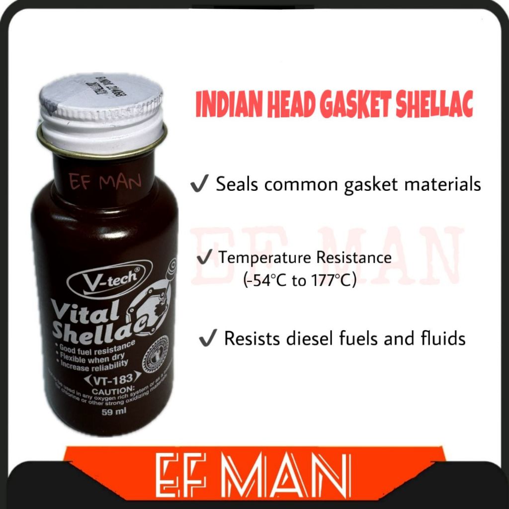 💯% ORIGINAL VTEC Indian Head Gasket Shellac Gum Compound 59ML 20539 oil ...