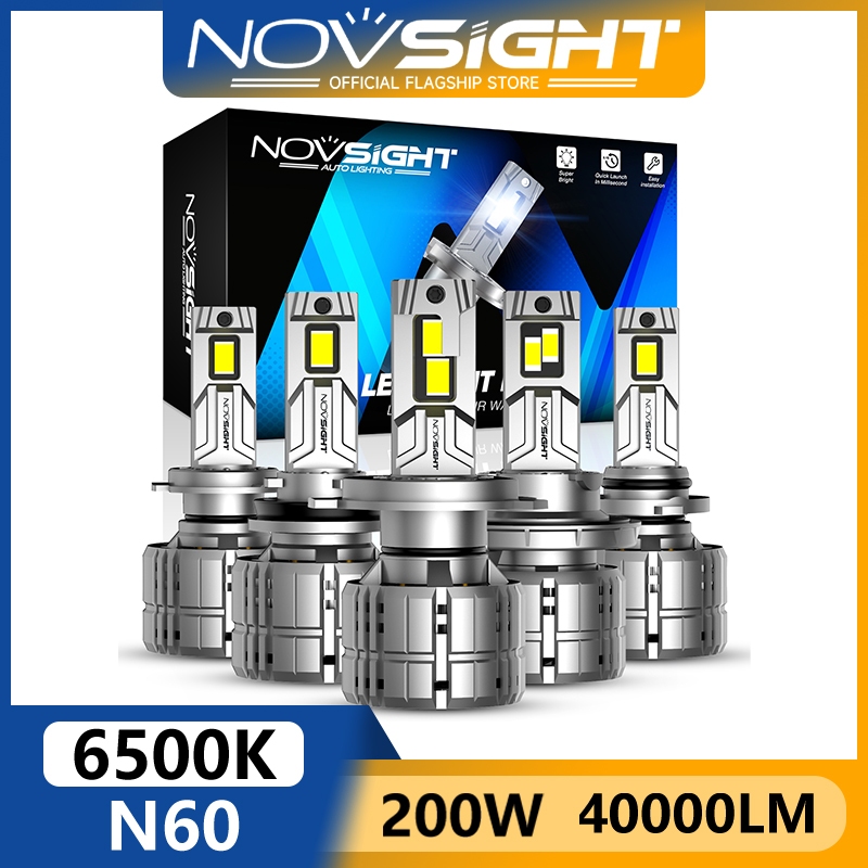Novsight N60 White Car LED Headlight H4 H11 H7 HB3 HB4 200W 40000LM ...