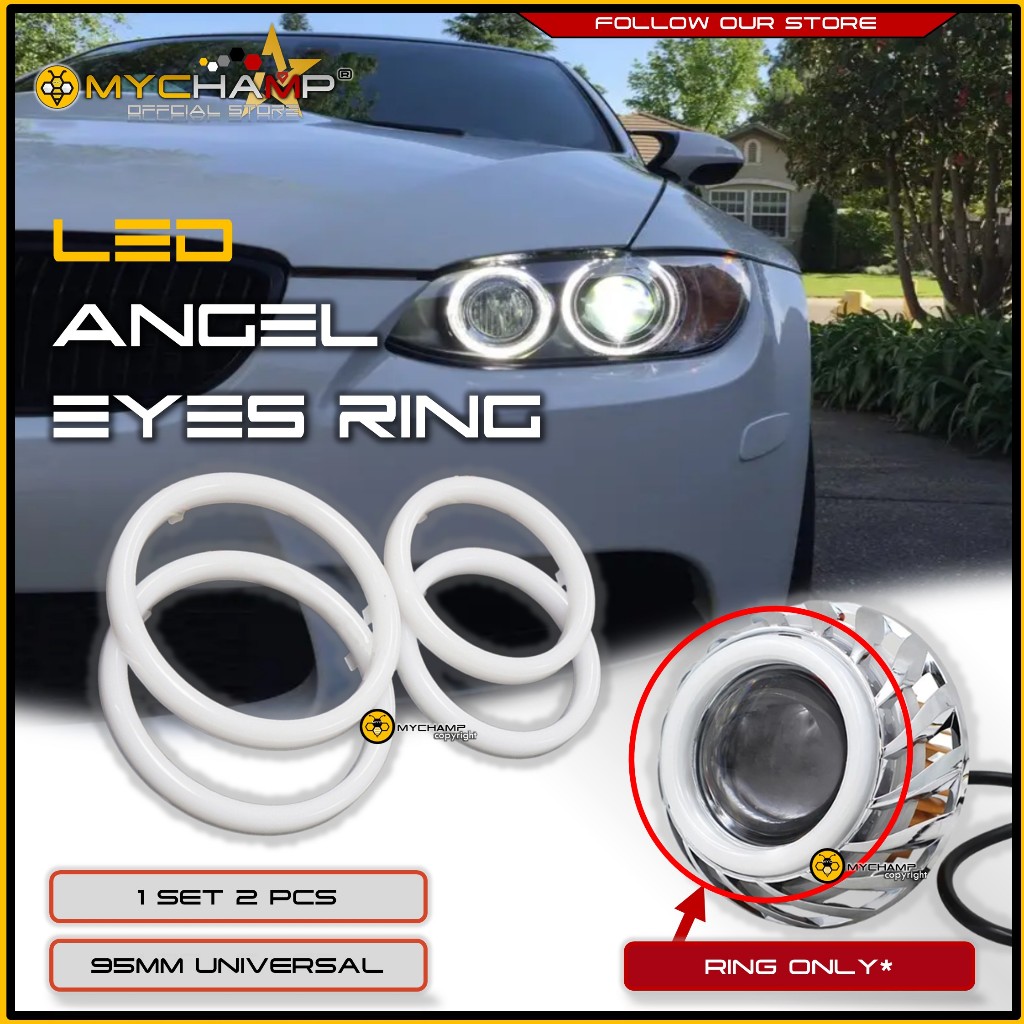 Angel Eyes LED Ring Light White / 95mm / 2pcs / Car DRL Headlight ...