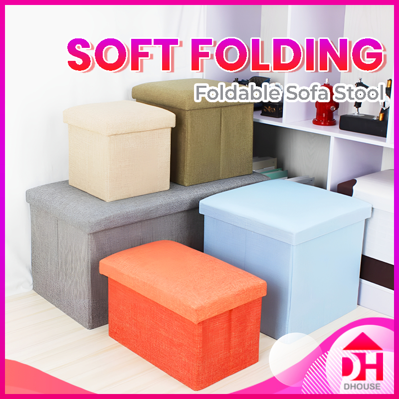 2 In 1 Fabric Ottoman Sofa Chair Foldable Stool Foot Seat Bench Clothes ...