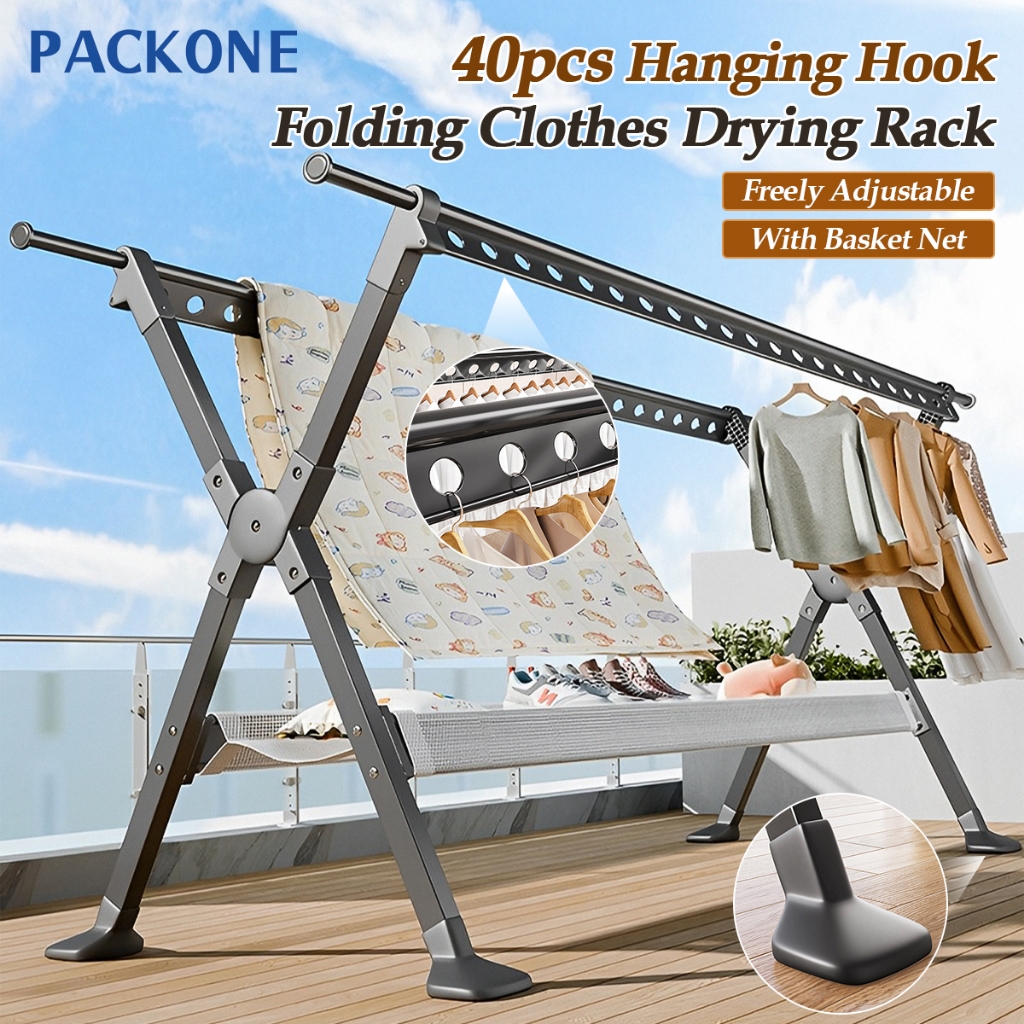 PACKONE X-Shaped Foldable Clothes Rack Rak Baju Ampaian Baju Space ...