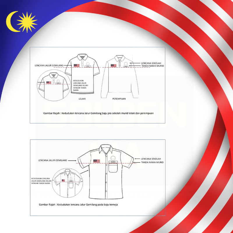 [Iron on Sticker] LENCANA JALUR GEMILANG TAG BENDERA MALAYSIA BAJU ...