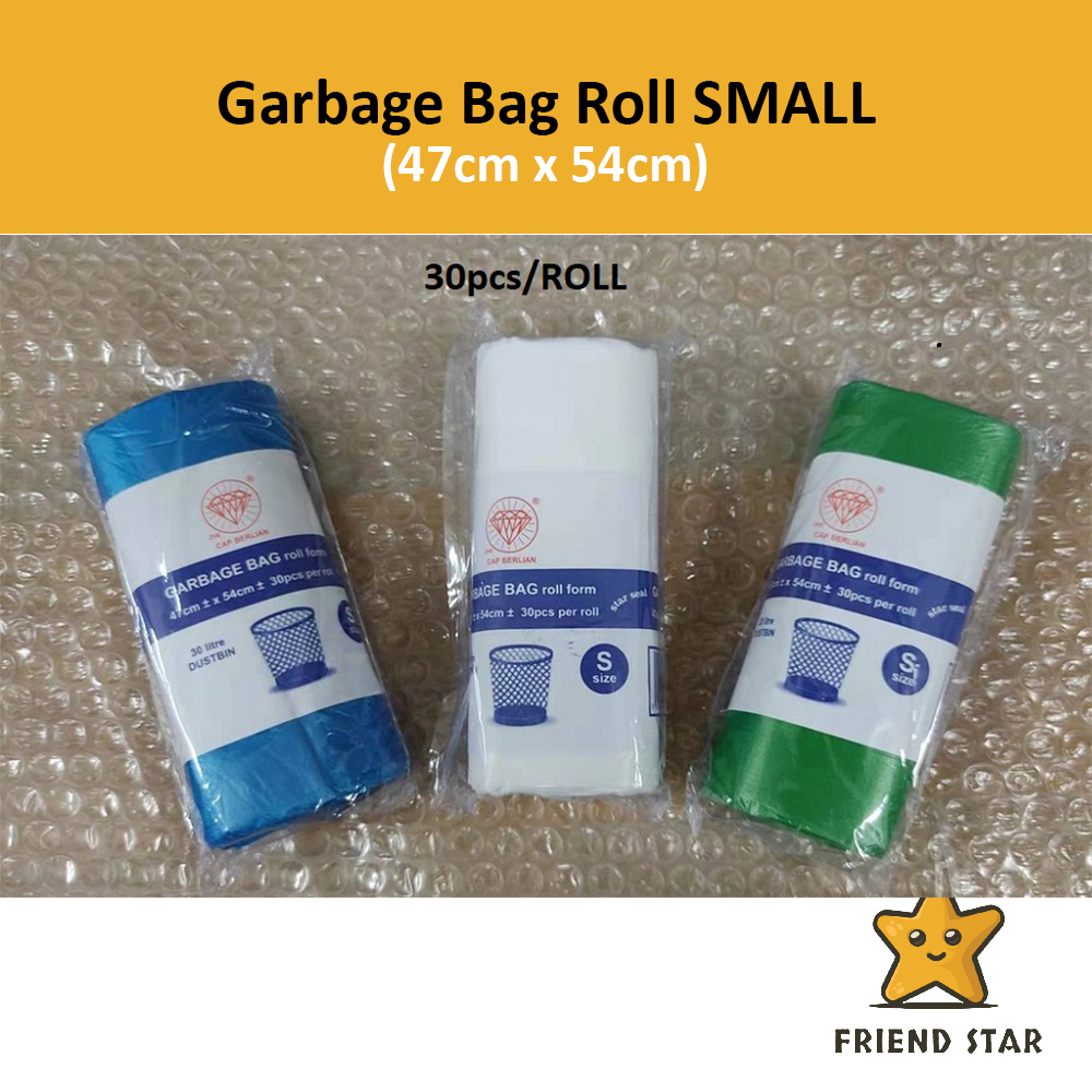 Beg Sampah (30 PCS) Small Size Garbage Bag Roll 47cm x 54cm [18 Inch x ...