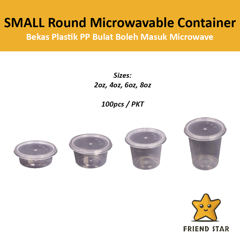 [100pcs][Small / Medium] Microwaveable Round Container / PP Plastic ...