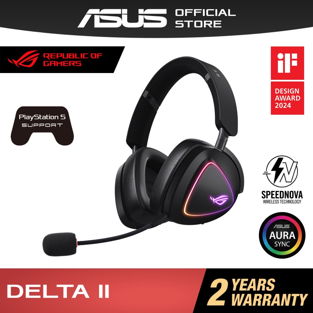 Delta Headset Asus Rog Handsfree ASUS ROG Delta II Wireless Gaming Headset  SpeedNova DualFlow