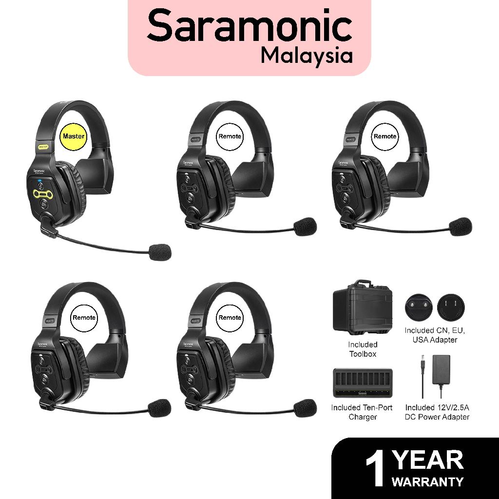 Système Intercom Sans Fil Saramonic WiTalk WT5D – 1 Maître + 4 Casques, Portée 400m, Full Duplex Pour équipes
