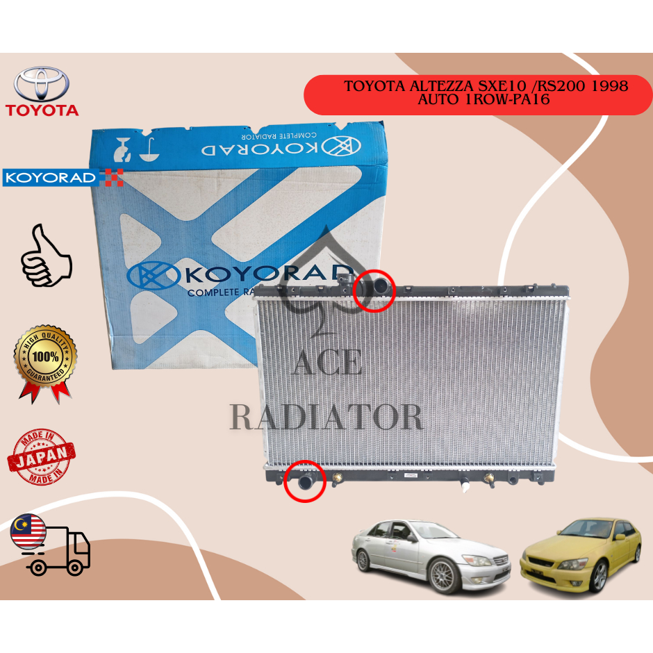 TOYOTA ALTEZZA SXE10 /RS200 1998 AUTO 1ROW-PA16 RADIATOR KOYORAD BRAND ...