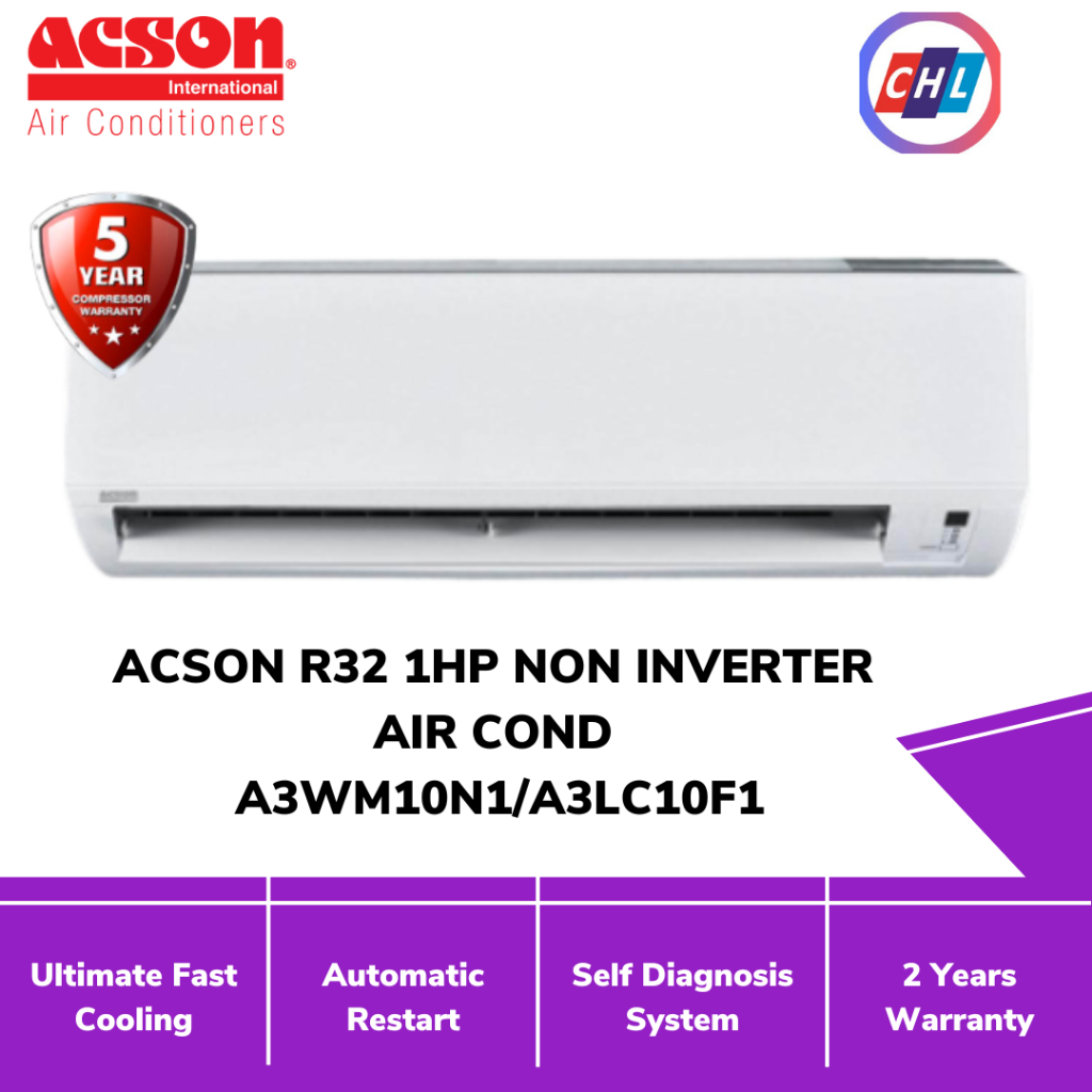 ACSON R32 1HP NON INVERTER AIR COND I A3WM10N1/A3LC10F1 | Shopee Malaysia