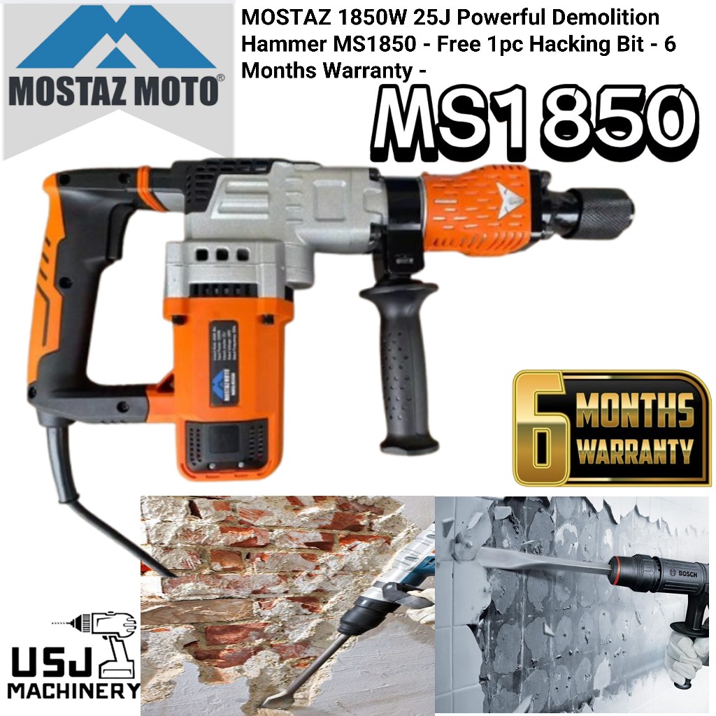 MOSTAZ 1850W 25J Powerful Demolition Hammer MS1850 - Free 1pc Hacking ...
