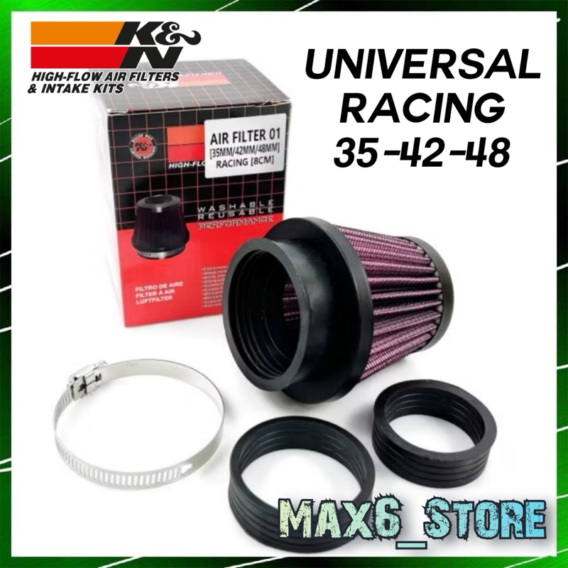 K&N RACING AIR FILTER WITH EXTRA RUBBER & CLIP 35MM 42MM 48MM ...