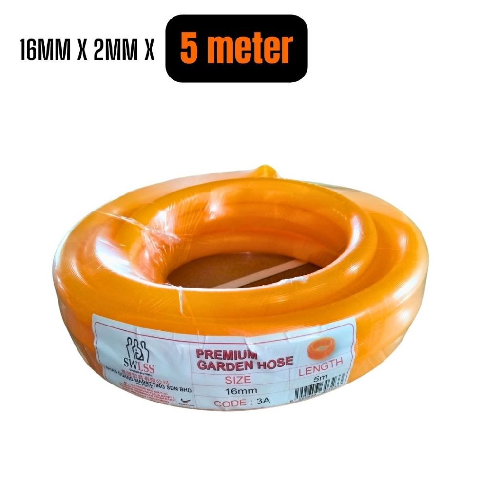 Orange Rubber PVC Garden Hose Paip Air Oren Getah - 2mm Thickness (5m ...