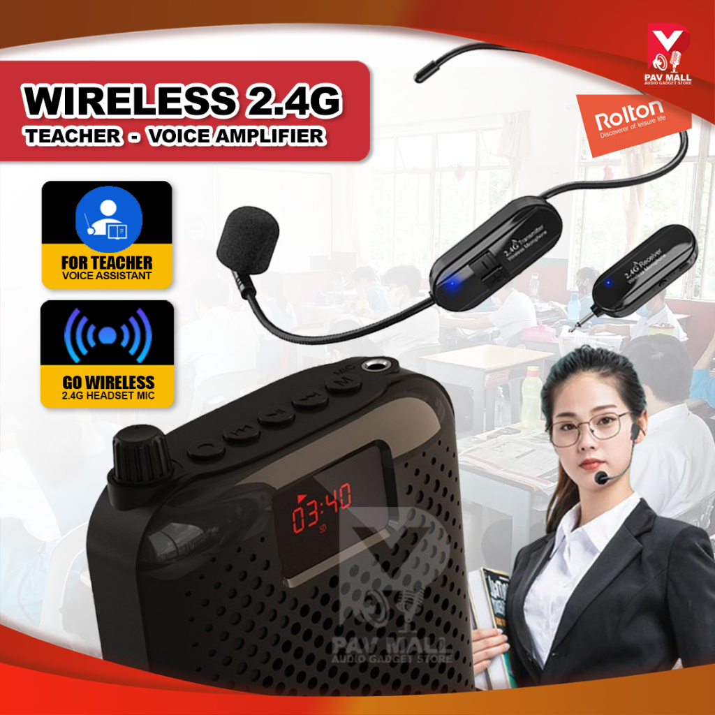 Rolton K500 Wireless Microphone for Teaching with Speaker | 2.4G ...