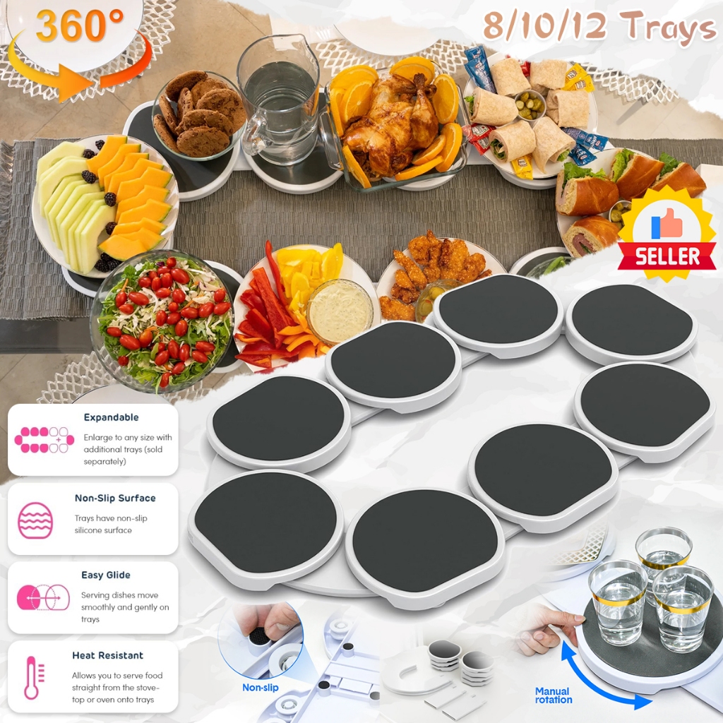 360° Rotating Dining Table Tray Lazy Susan Turntable Portable ...